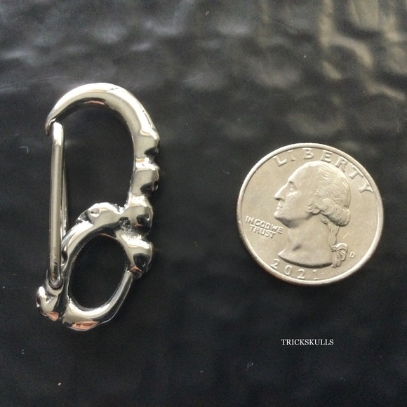 (2) Skull Clips Carabiner Keychain Wallet Chain Hook 316 Stainless Accessory - Picture 2 of 6